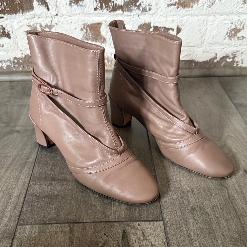 Repetto Gerson Leather Taupe Heeled Boots